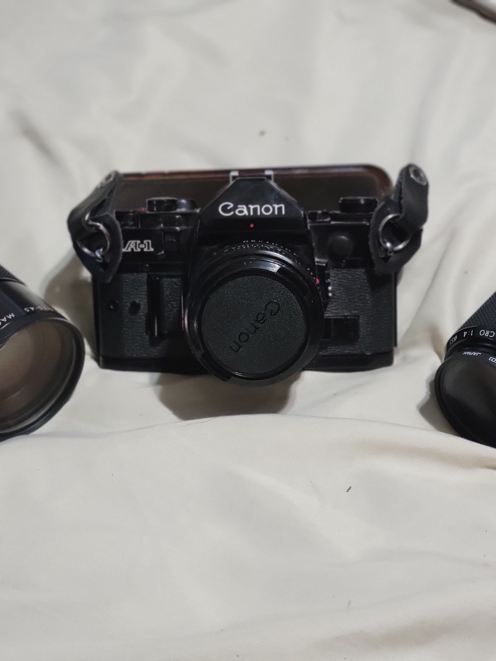 Vintage Canon A-1 Black 35mm SLR Camera with Lens Cap